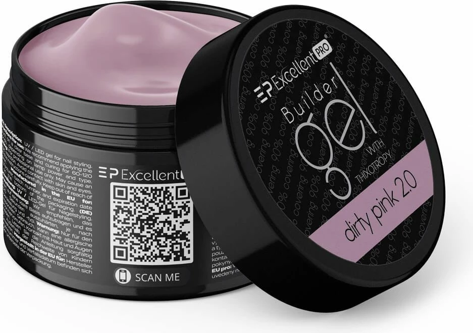 Xhel ndërtues për thonj Excellent PRO Dirty Pink 2.0 për femra, 50g