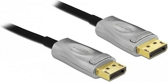 Kabllo DisplayPort DeLOCK 85886, 15 m, DP 1.4, 8K, aktive optike, e zezë