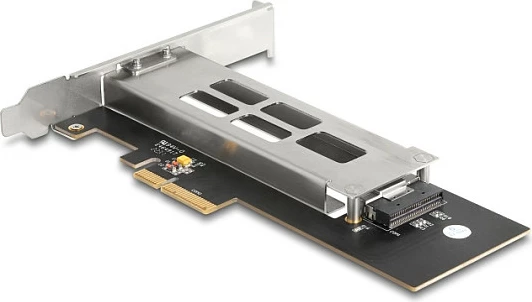 Kartë zgjerimi PCIe DeLOCK Mobile Rack, PCIe 4.0, për SSD M.2 NVMe, low profile, e zezë/metalike