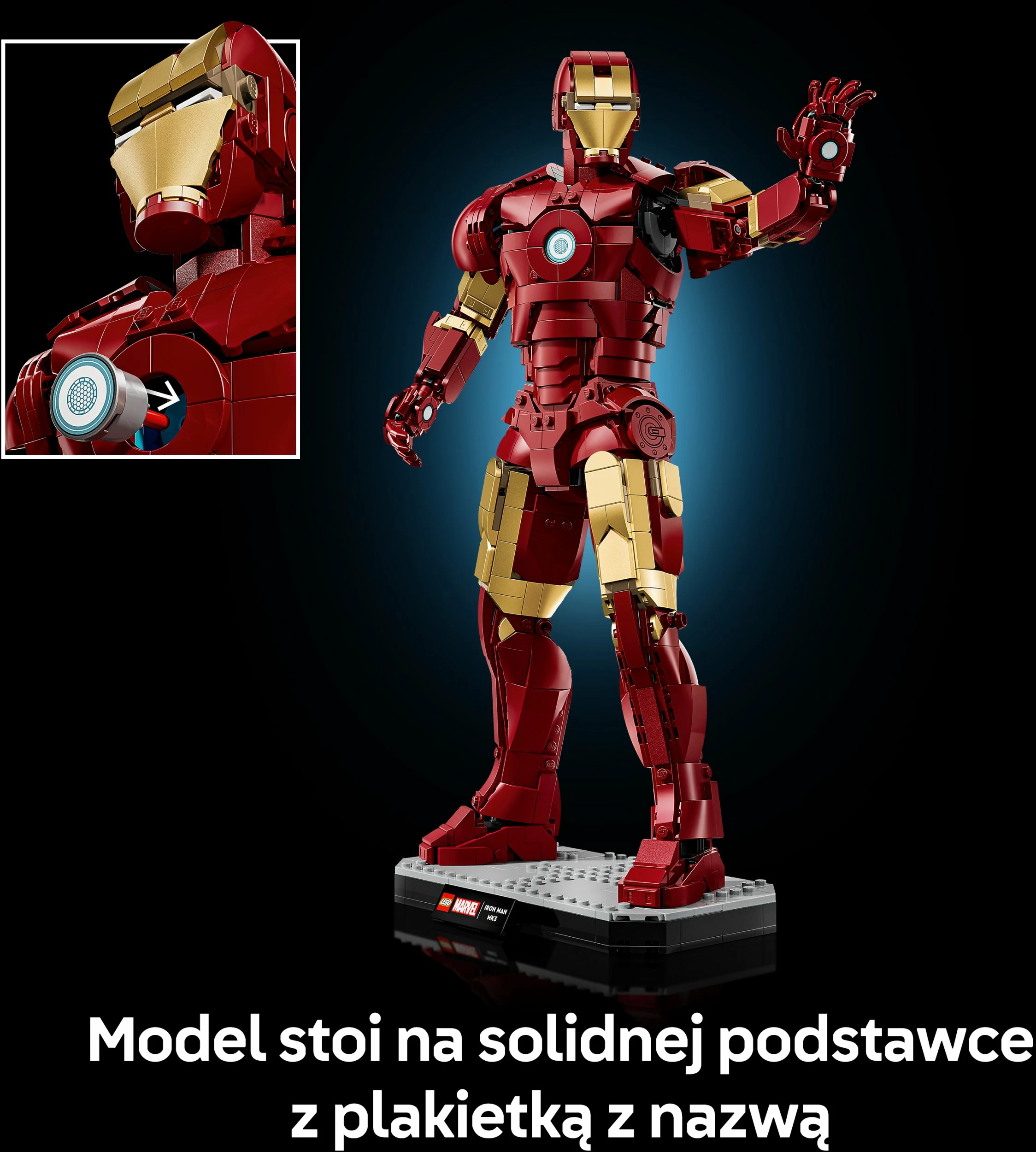 Set ndërtimi LEGO Marvel Iron Man Mark 3 76344, 1297 pjesë, figurë 38 cm, Collector's Edition, me minifigurë