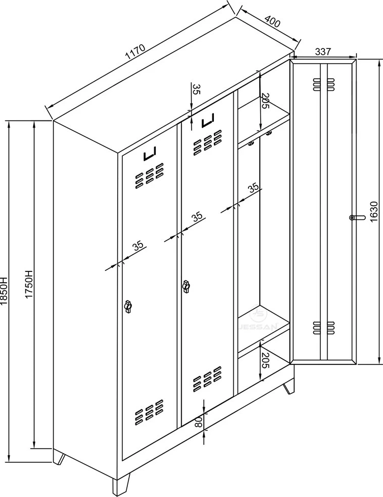 Dollap metalik për ruajtje, ngjyrë gri dhe e kuqe, Skye Decor, Js1012Kı