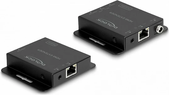 Set zgjatës HDMI DeLOCK, 4K 30Hz, HDMI over Cat6, 70m, PoC, i zi