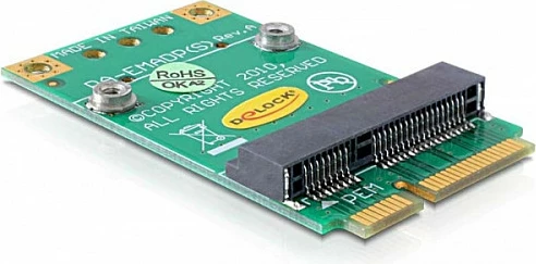 Adapter Mini PCIe DeLOCK Half në Full Size, 51 x 30 x 5 mm, zi/gjelbër