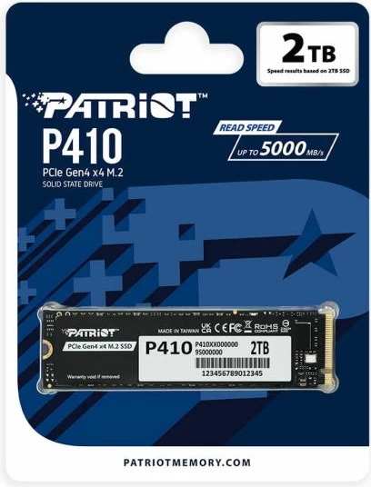 SSD M.2 NVMe Patriot P410 2TB PCIe Gen4 x4 (M.2 2280), i zi