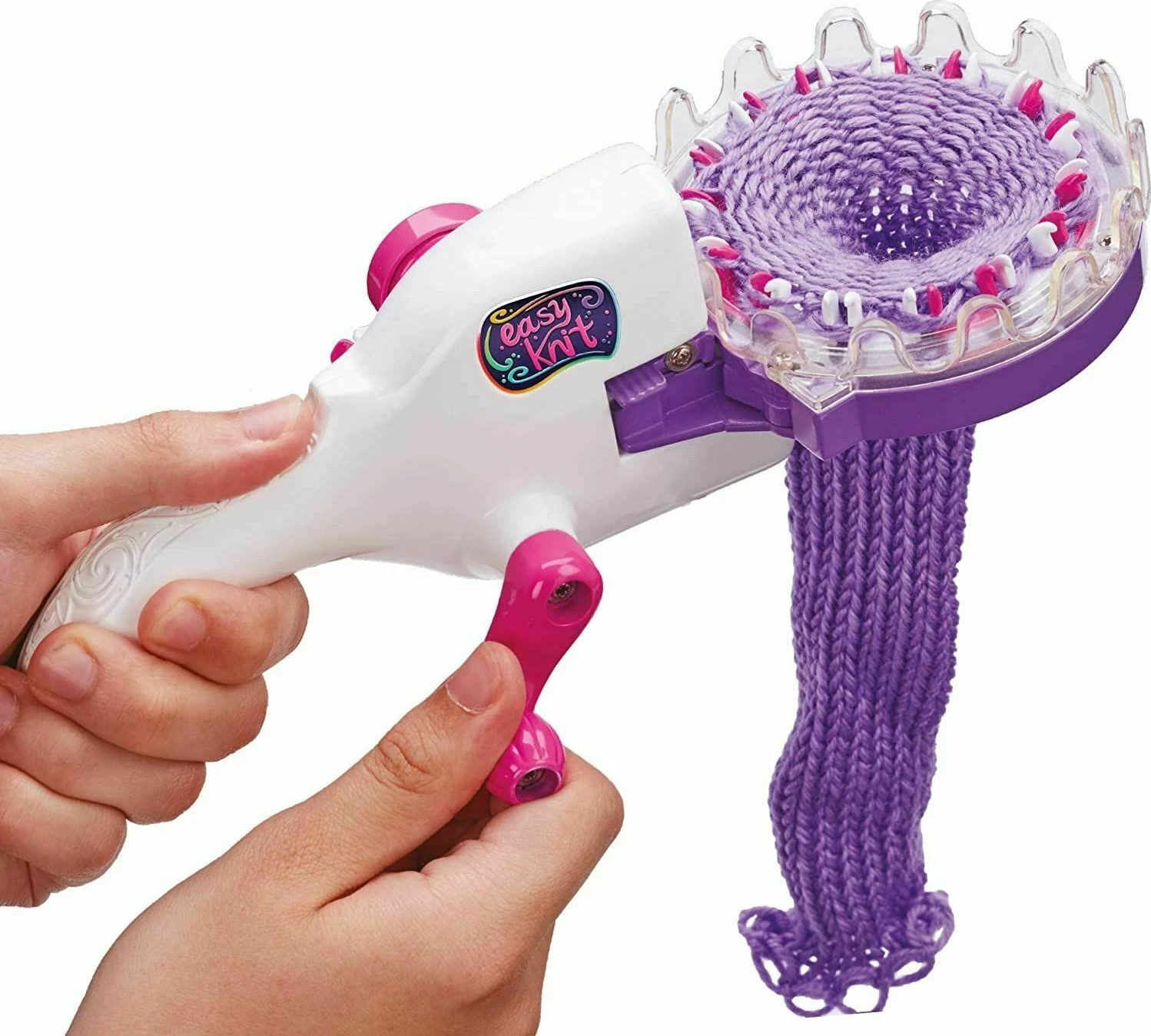 Makineri thurjeje Cobi Lovely Knit, set me 2 unaza dhe 2 toptha fije, rozë/bardhë