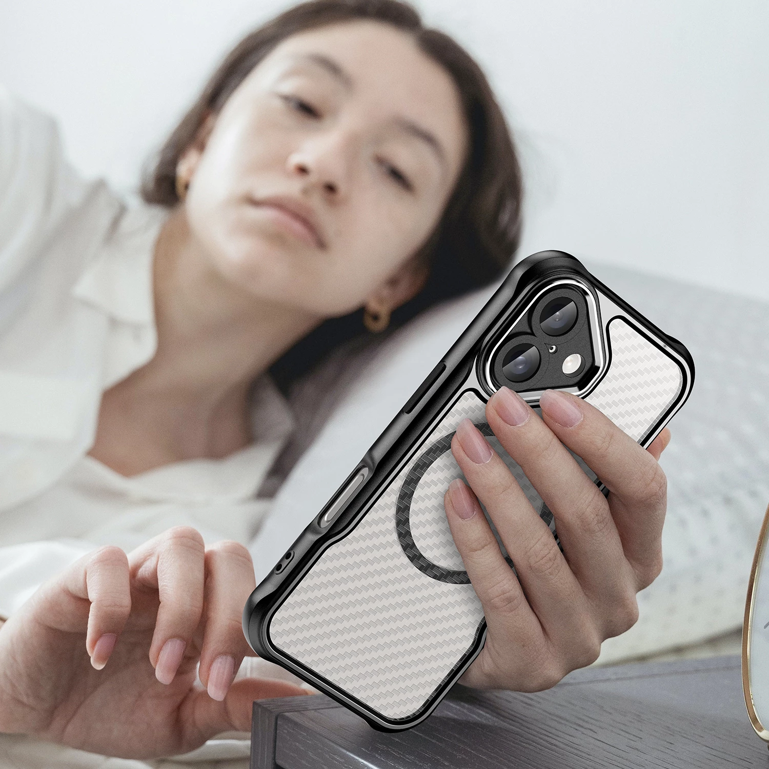 Mbështjellës Hurtel Leading Series MagSafe për iPhone 16 Plus, TPU, i zi