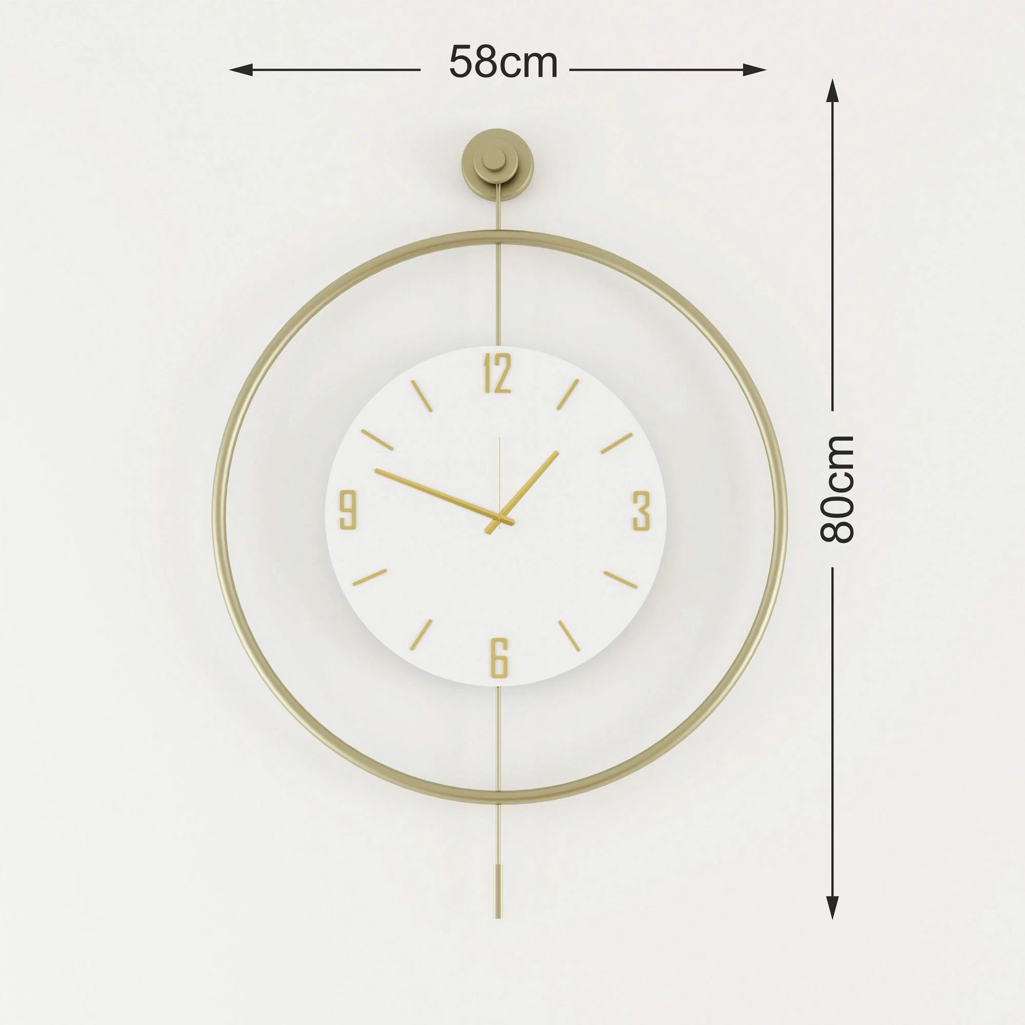 Orë muri dekorative metalike, ngjyrë ari, Wallity, Mclock-00134
