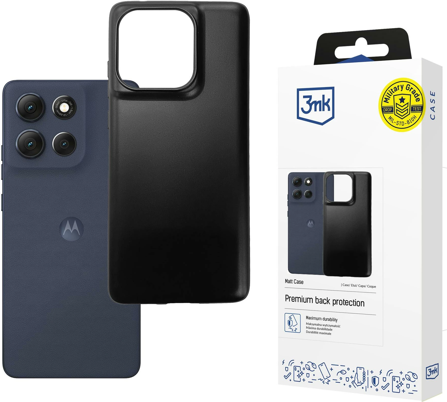 Mbështjellës 3mk Matt Case për Motorola Moto G86 Power, i zi, pakim kuti