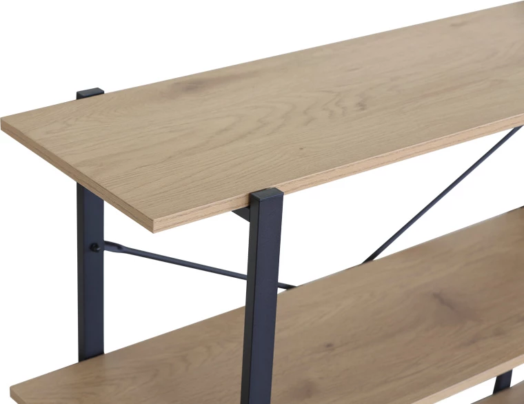 Raft dyshemeje Nebranzo, ngjyrë lisi me metal të zi, 106x35x80cm