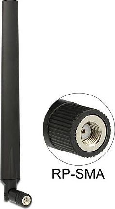 Antenë WiFi DeLOCK 88899, 7 dBi, Dual Band 2.4/5 GHz, RP-SMA, e zezë