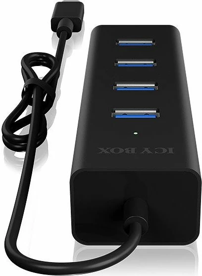 USB-C hub ICYBOX IB-HUB1409-C3, 4x USB-A 3.0, 5 Gb/s, kabllo 40 cm, i zi