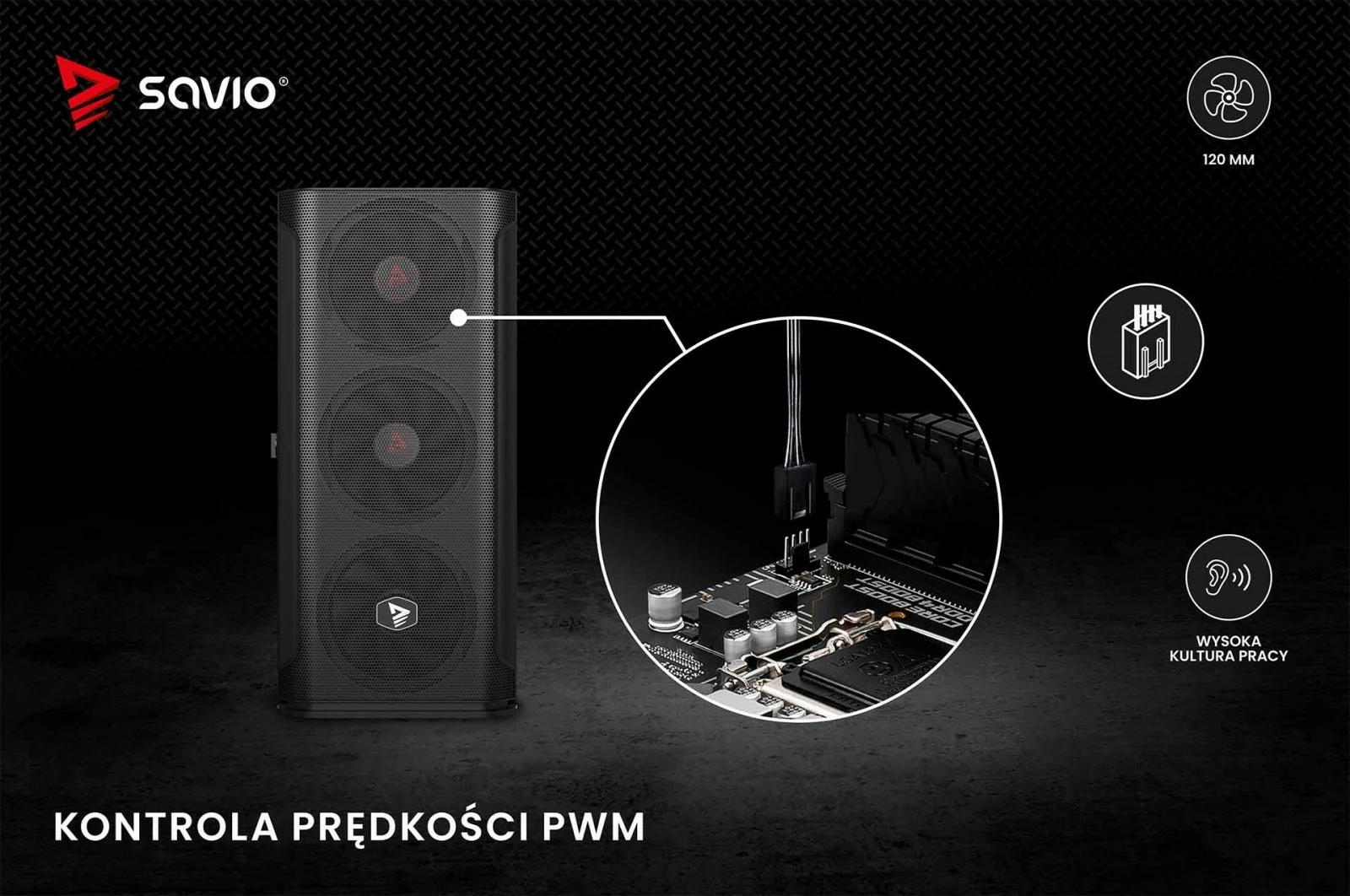 Set ventilatorësh kompjuteri Savio Blade X1, 120mm, 3 x 4-pin PWM, i zi