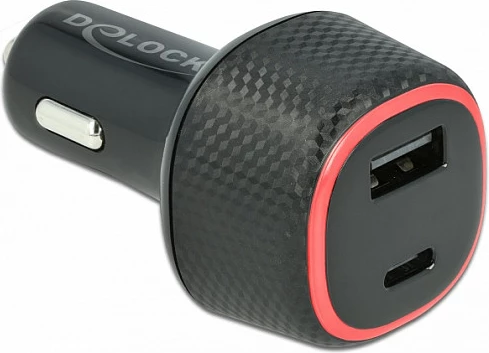 Karikues veture DeLOCK, USB-C PD 3.0 + USB-A, 63 W, 12-24 V, i zi
