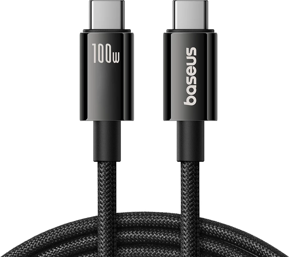 Kabllo USB-C në USB-C Baseus Tungsten Gold, 1.5m, 100W, 4K 60Hz, e zezë