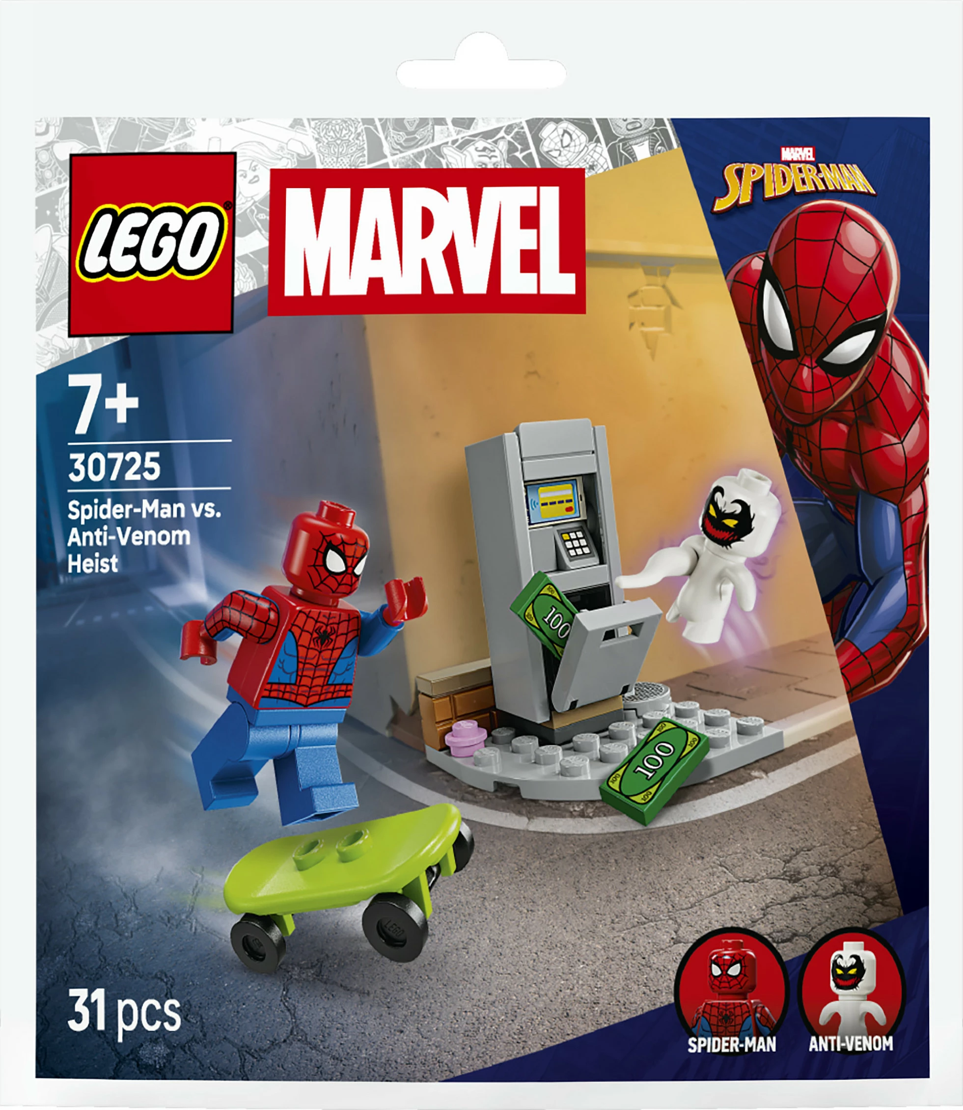 Set ndërtimi LEGO Marvel Spider-Man vs. Anti-Venom Heist 30725, 31 copë, shumëngjyrësh