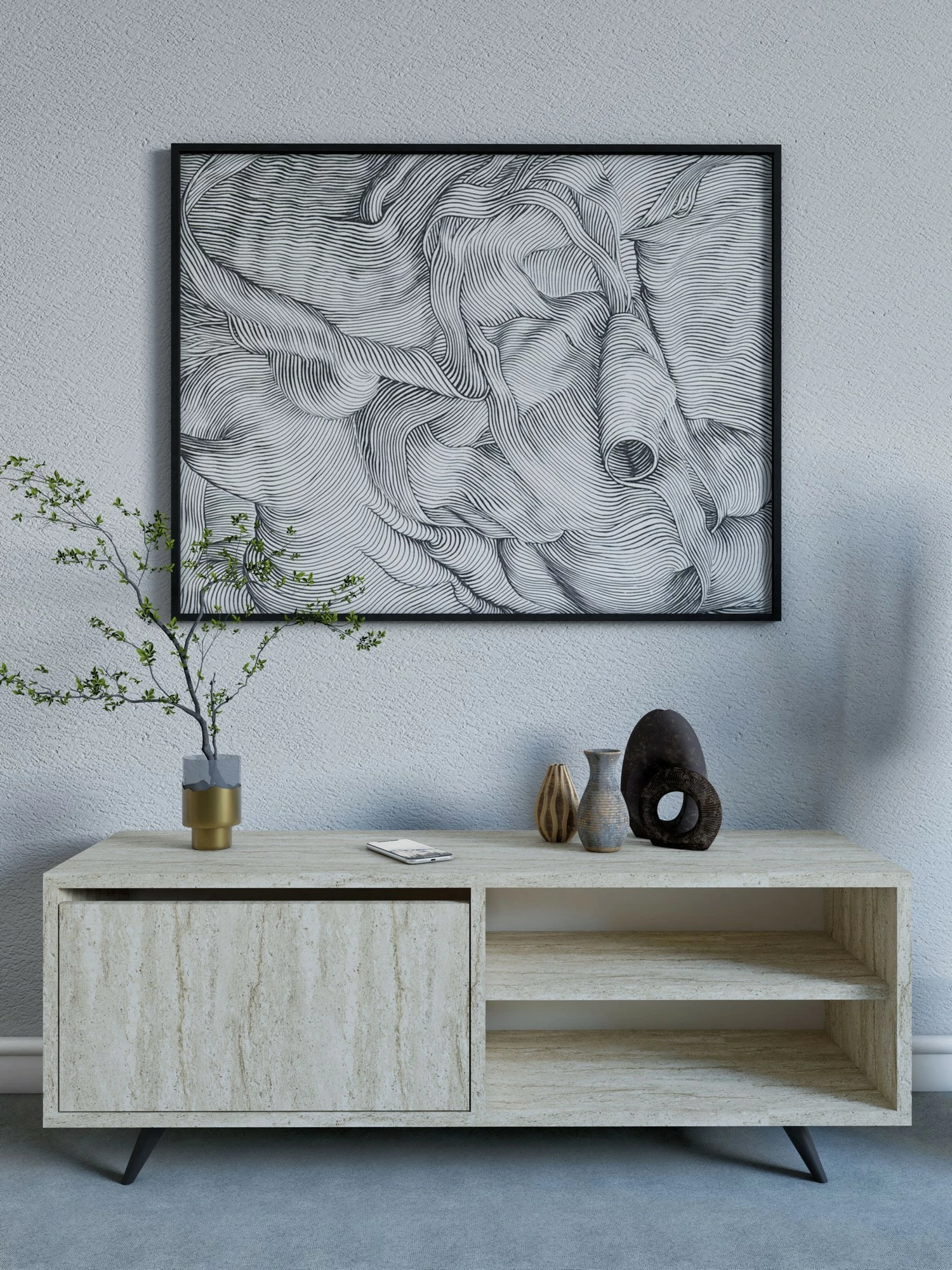 Komodë TV Hanah Home, ngjyrë travertin