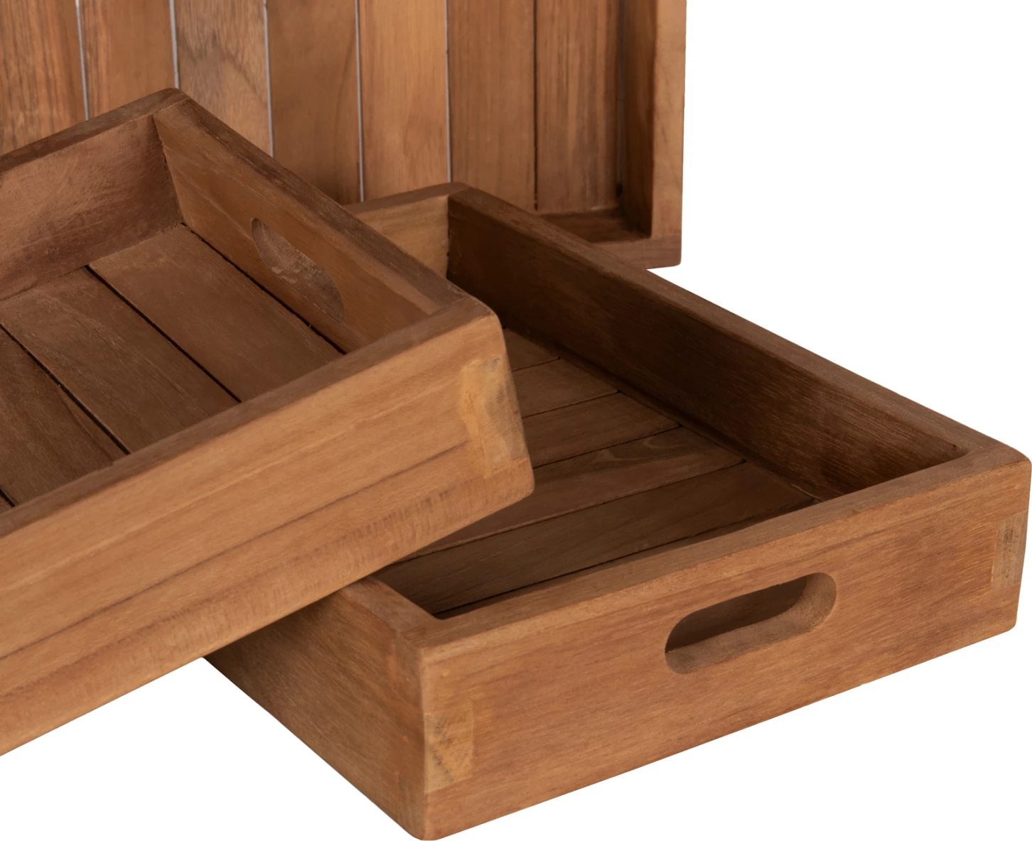 Set trey 3 pjesë, dru teak, ngjyrë natyrale, FH7894, 39x29x7 cm