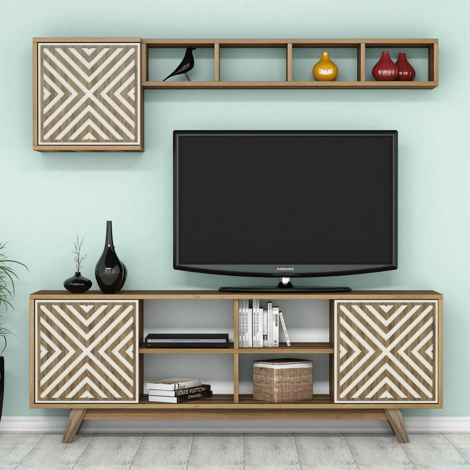 Komodë TV Hanah Home, ngjyrë arre dhe krem, Inci