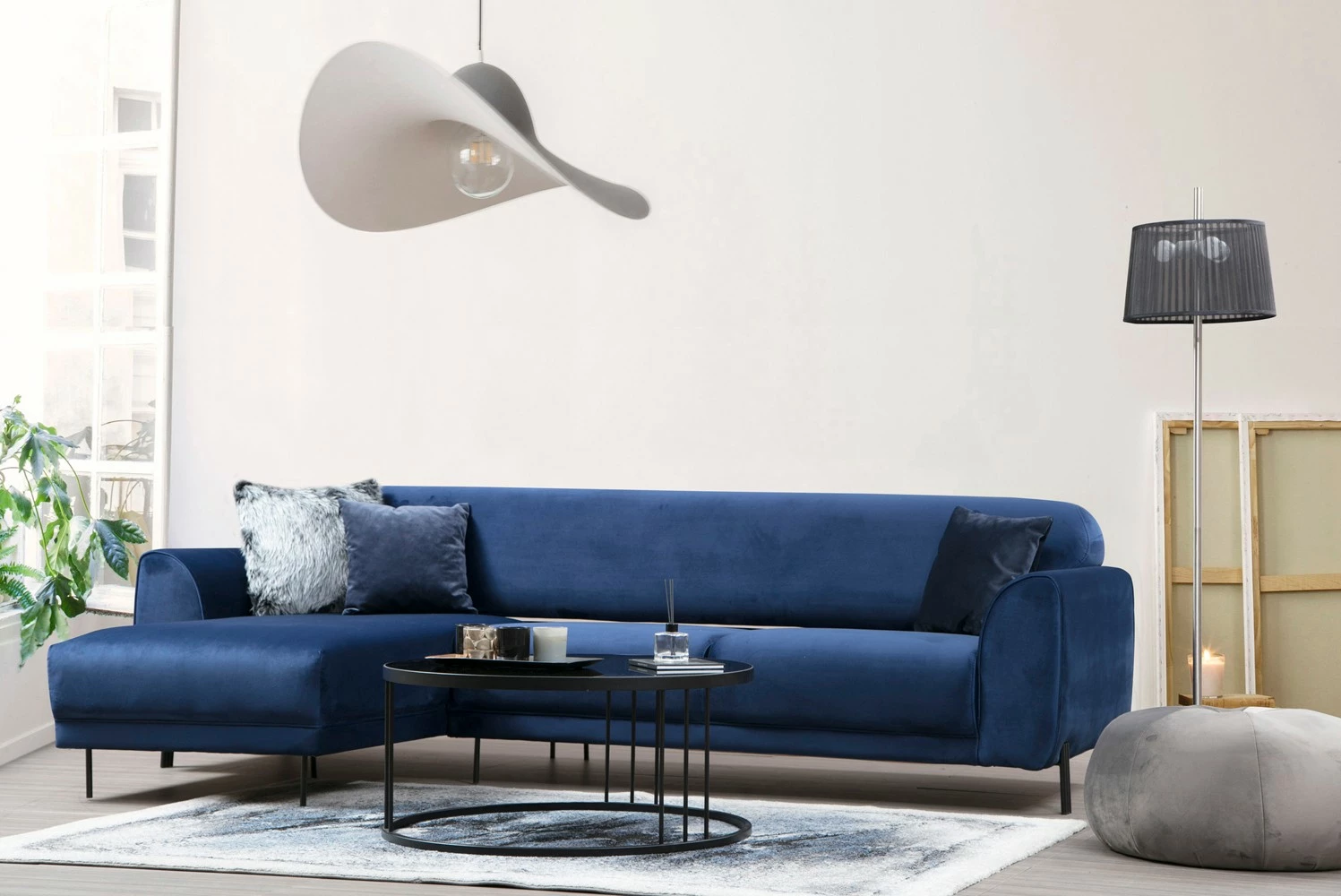 Kënd divan-krevat Atelier del Sofa, kënd majtas, ngjyrë blu e errët (Chl-3R)