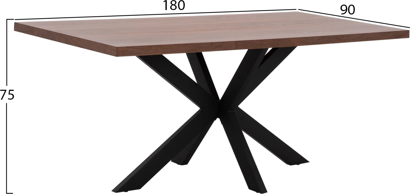 Tavolinë për ngrënie, stil rustik, MDF, ngjyrë arre, FH9311.02, 180x90x75 cm