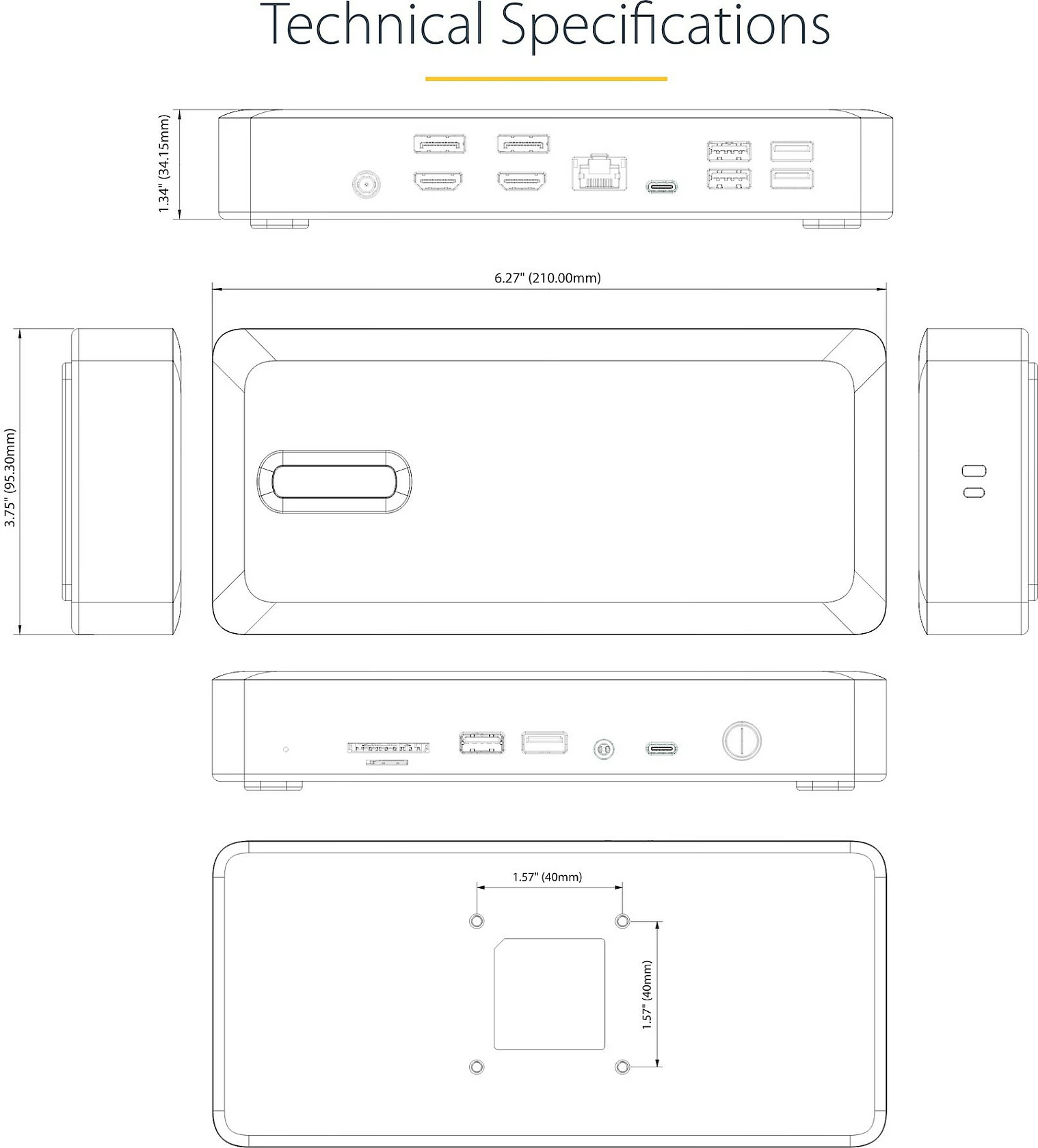 Docking station StarTech USB4/Thunderbolt 4, 98W PD, 2x HDMI 2.1 + 2x DisplayPort 1.4, 2.5GbE, gri
