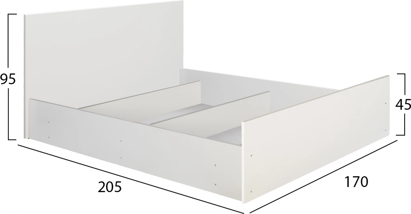 Krevat melamine ADLER për dyshek 160x200 cm, ngjyrë e bardhë, FH2432.03 7