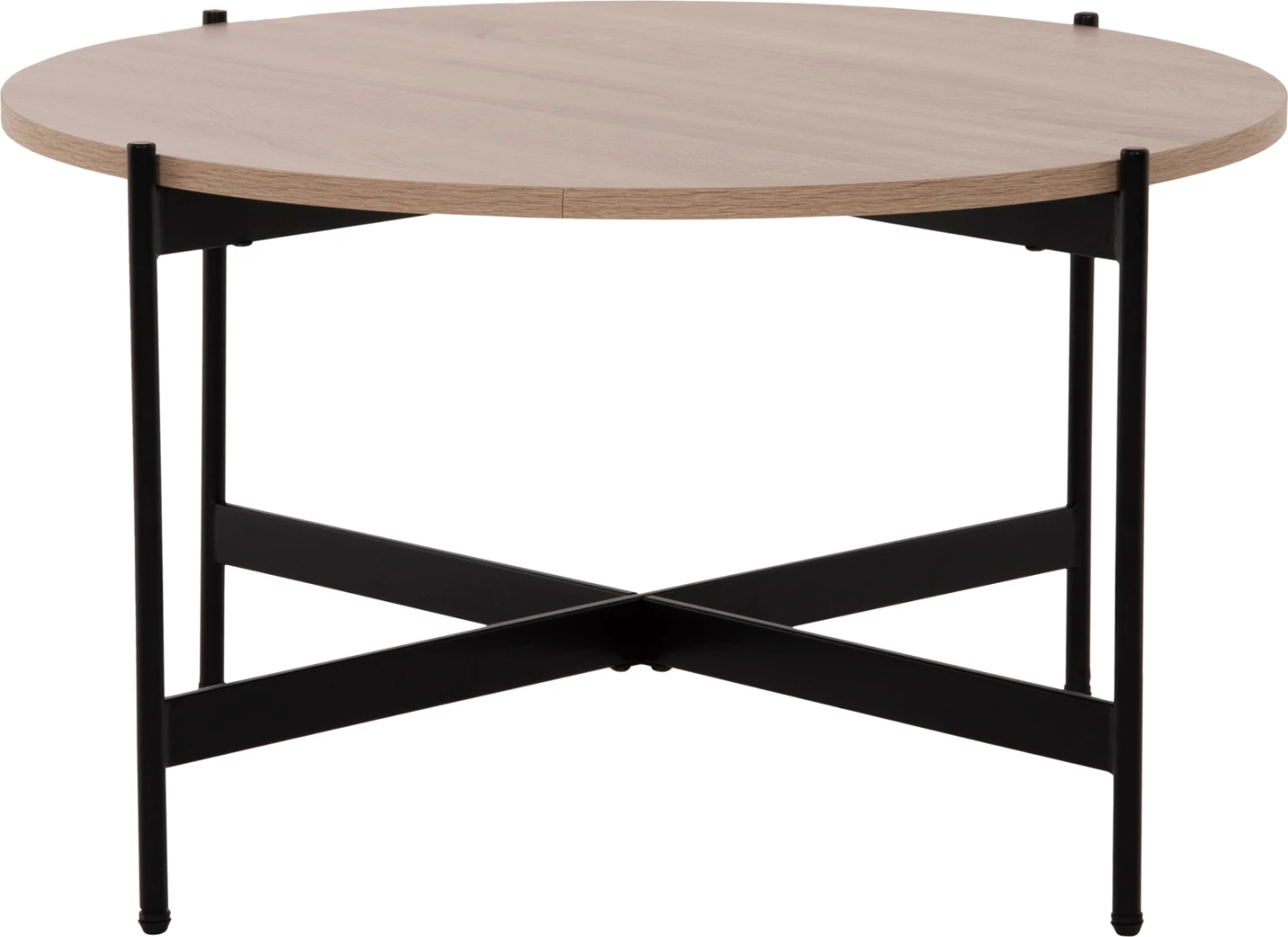 Tavolinë kafeje FH9588.03, sipërfaqe MDF, ngjyrë sonoma, bazë metalike e zezë, Φ80x45H cm
