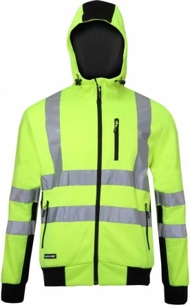 Xhaketë pune hi-vis LAHTI PRO L4012403, madhësi L, me kapuç, shirita reflektues EN ISO 20471, Warning Green-Black