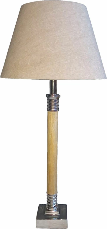 Llambë tavoline GLENN, alumin, dru natyral, bezhë, 9x9x60cm