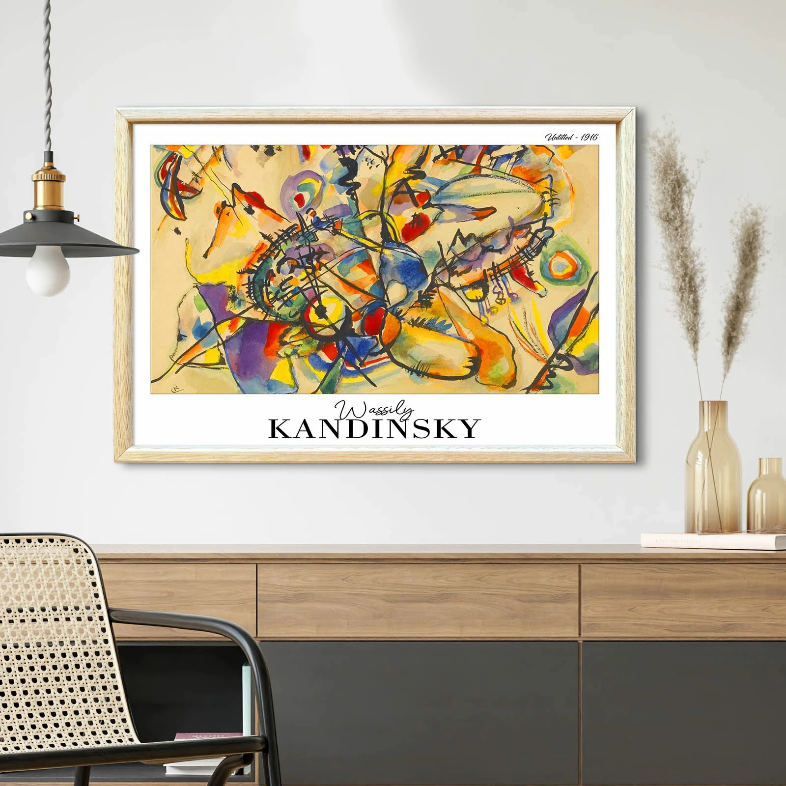 Pikturë dekorative me kornizë, Wallity, 4262AHSKANDINSKY-025, shumëngjyrëshe, 42x62cm