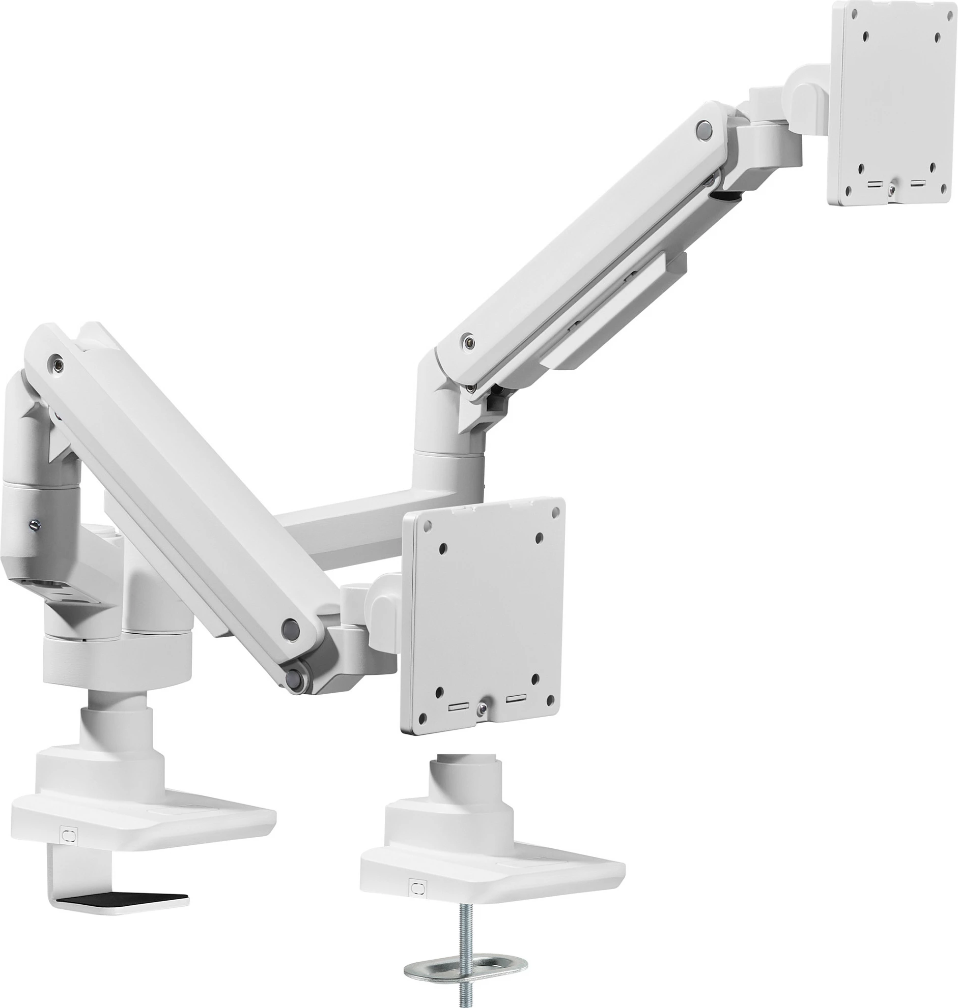 Mbajtëse tavoline për 2 monitorë Equip 2TFT, 17-35 inç, 360°, Gas Spring, VESA 75x75/100x100, 20kg për monitor, e bardhë