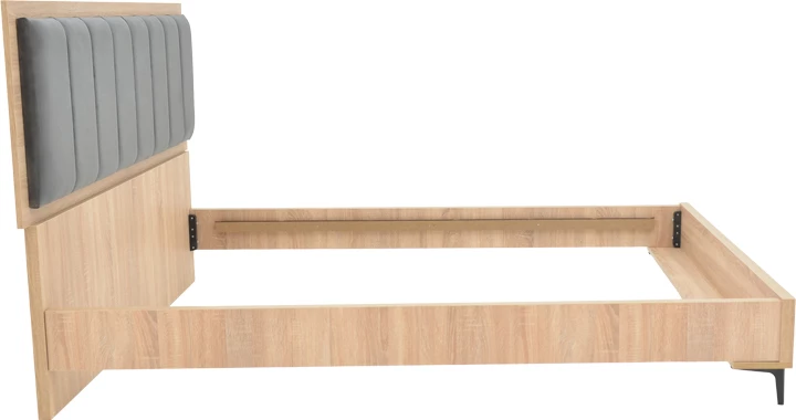 Krevat dopio Monacol, ngjyrë natyrale me gri të errët, 160x200cm