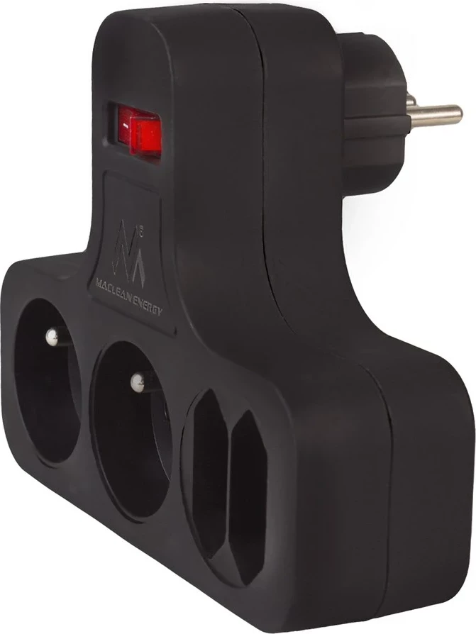 Prizë katërfishe Maclean MCE224 E/B me ndërprerës, e zezë