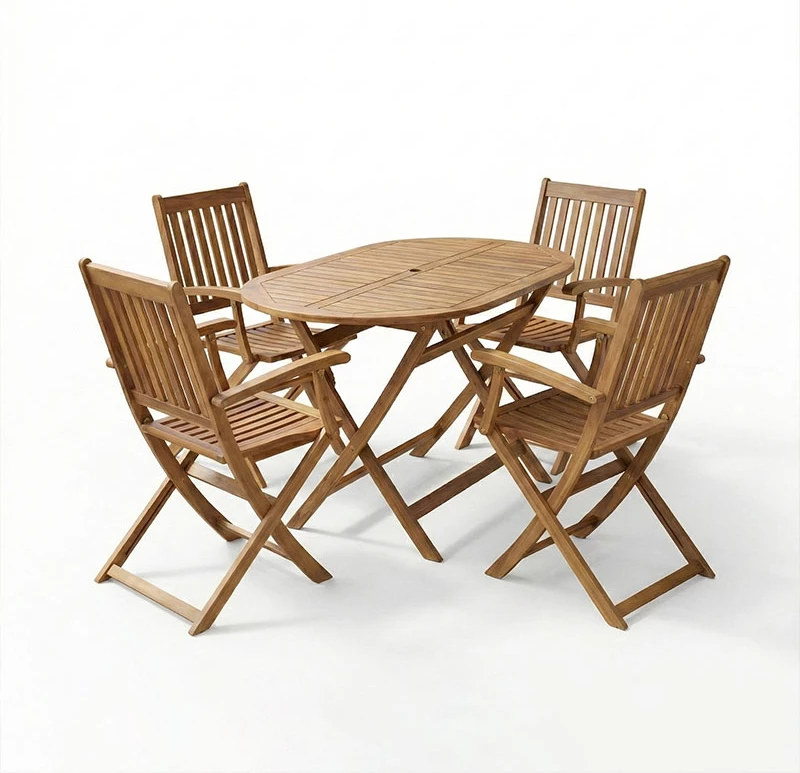 Set tavolinë me karrige për terasë Joter-Falov, dru akacie natyrale, 130x80x72cm, 5 copë