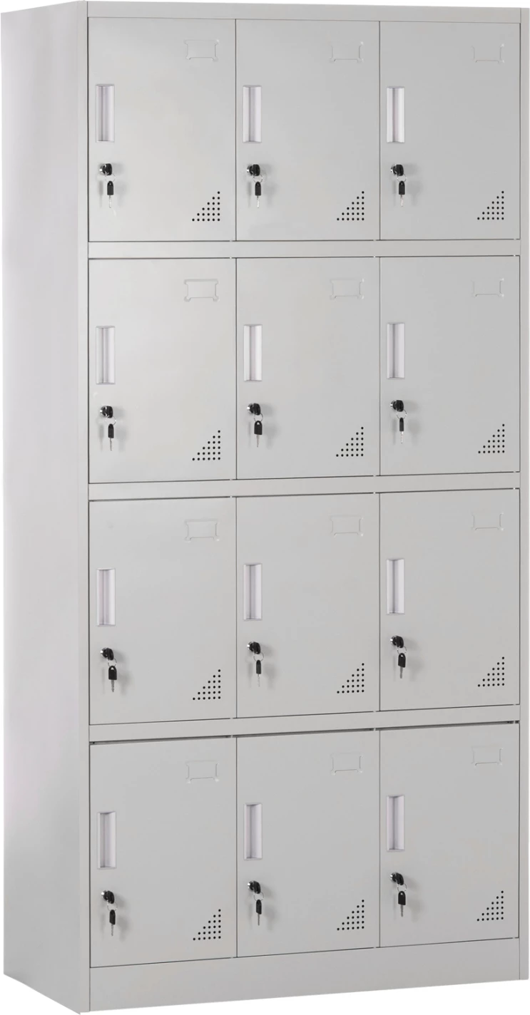 Dollap metalik me 12 kabinete me çelësa, BEXLEY FH5637.11, ngjyrë gri e lehtë, 90x40x185H cm