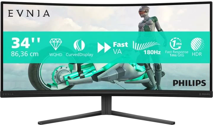 Monitor gaming Philips Evnia 3000 34M2C3500L/00 34" WQHD 180 Hz 1 ms VA i lakuar HDR