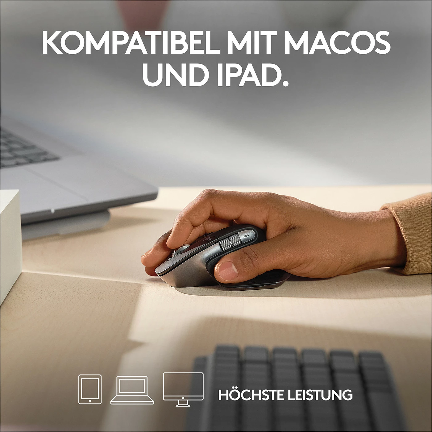 Maus Logitech MX Master 3S për Mac, Wireless, 8000 DPI, E zezë, Argjendtë