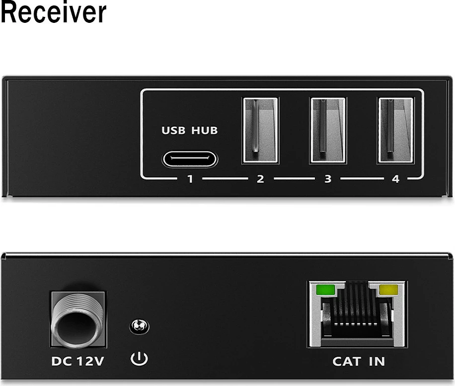 Zgjatës USB Digitus, USB 3.2 Gen 1, 3x USB-A + 1x USB-C, Cat6a, 100 m, i zi