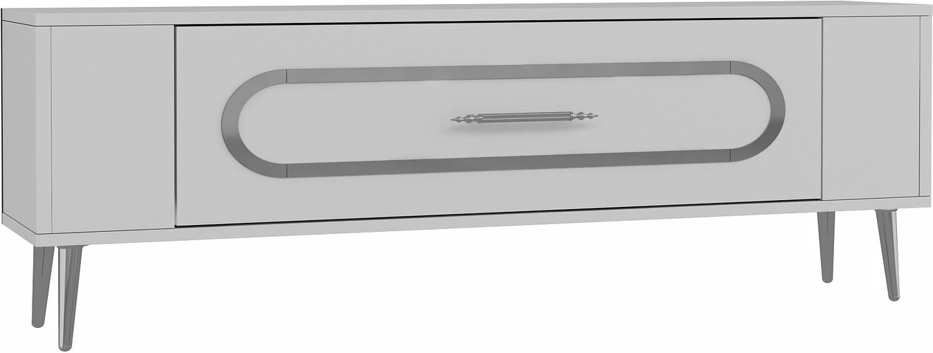 Komodë TV Skye Decor, e bardhë, argjend