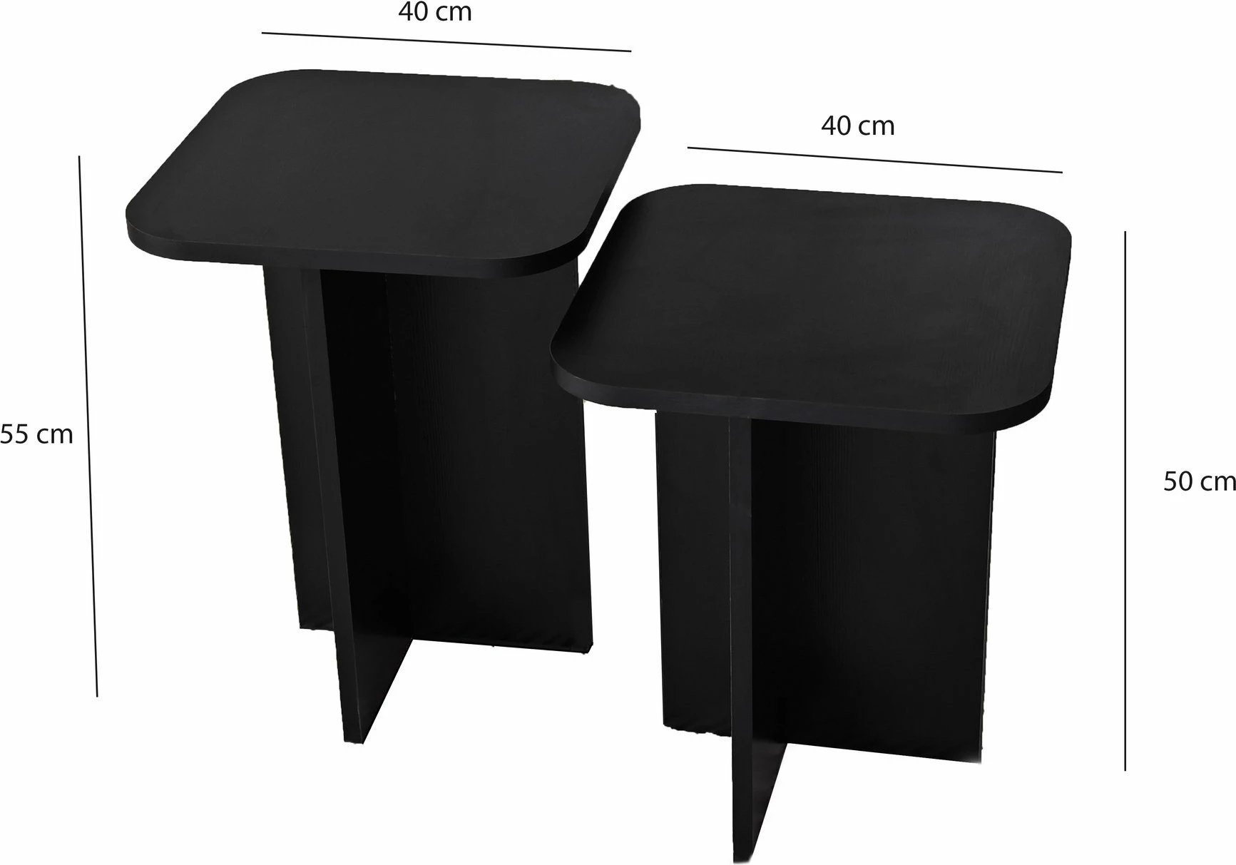 Set tavolinash anësore Hanah Home, Blues, e zezë