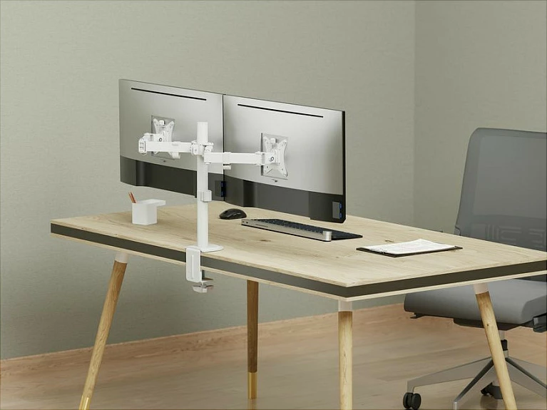 Mbajtëse tavoline për dy monitorë EQUIP 650167, 17"-32", VESA 75x75/100x100, 18 kg, e bardhë