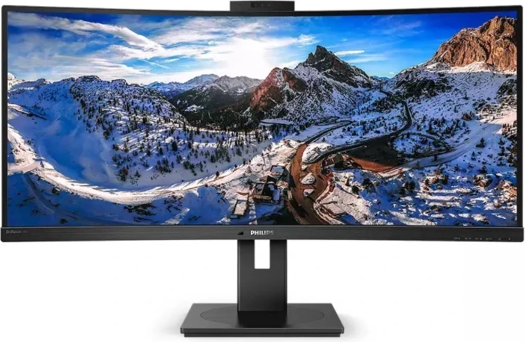 Monitor i lakuar Philips 346P1CRH, 34 inç, VA, WQHD, 100Hz, me kamerë, USB-C PD90W, HDR, ngjyrë e zezë