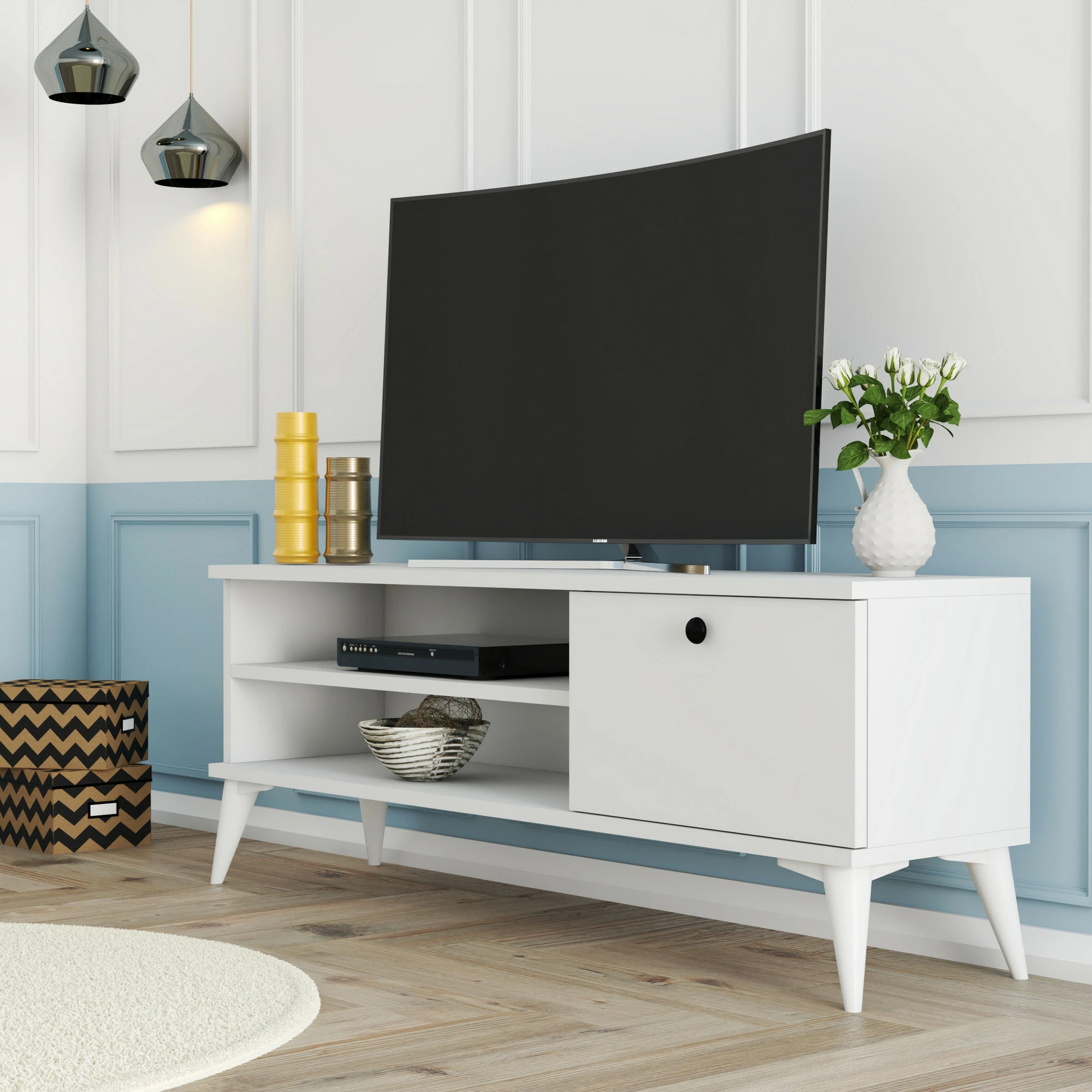 Komodë TV Hanah Home, Retro 1564, ngjyrë e bardhë