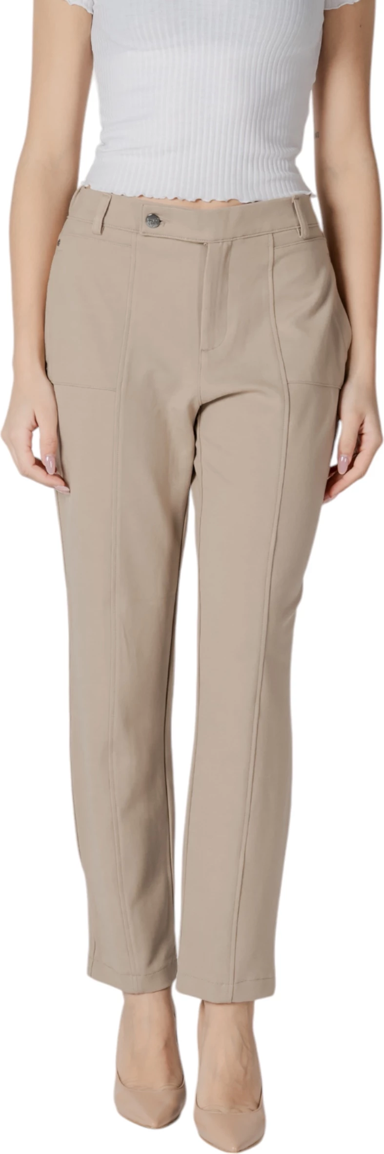 Pantallona për femra Street One Tapered Leg Punto di Roma 378783, bezhë