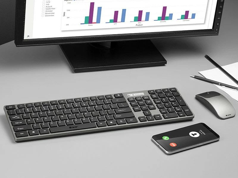 Set tastierë dhe maus Tracer SET RF Nano USB, wireless, i zi/argjendtë