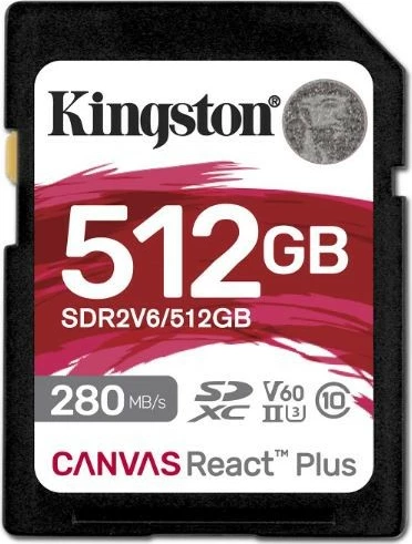 Kartelë memorie Kingston Canvas React Plus SD, 512GB, UHS-II, 280MB/s