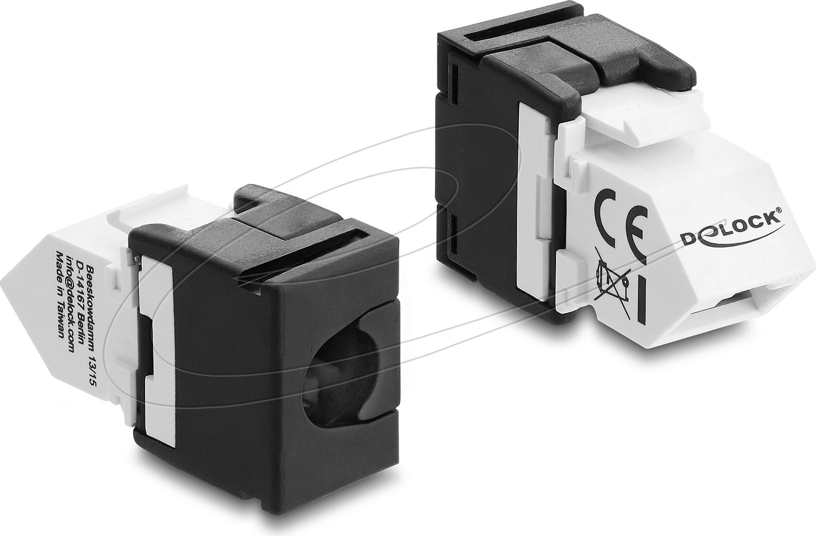 Modul Keystone rrjeti DeLOCK 90936, Cat6, RJ-45 45° në LSA, zi/bardhë