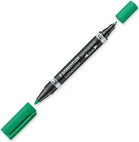 Marker universal STAEDTLER Lumocolor Duo, dy maja, e zezë/e gjelbër, 1.5 mm