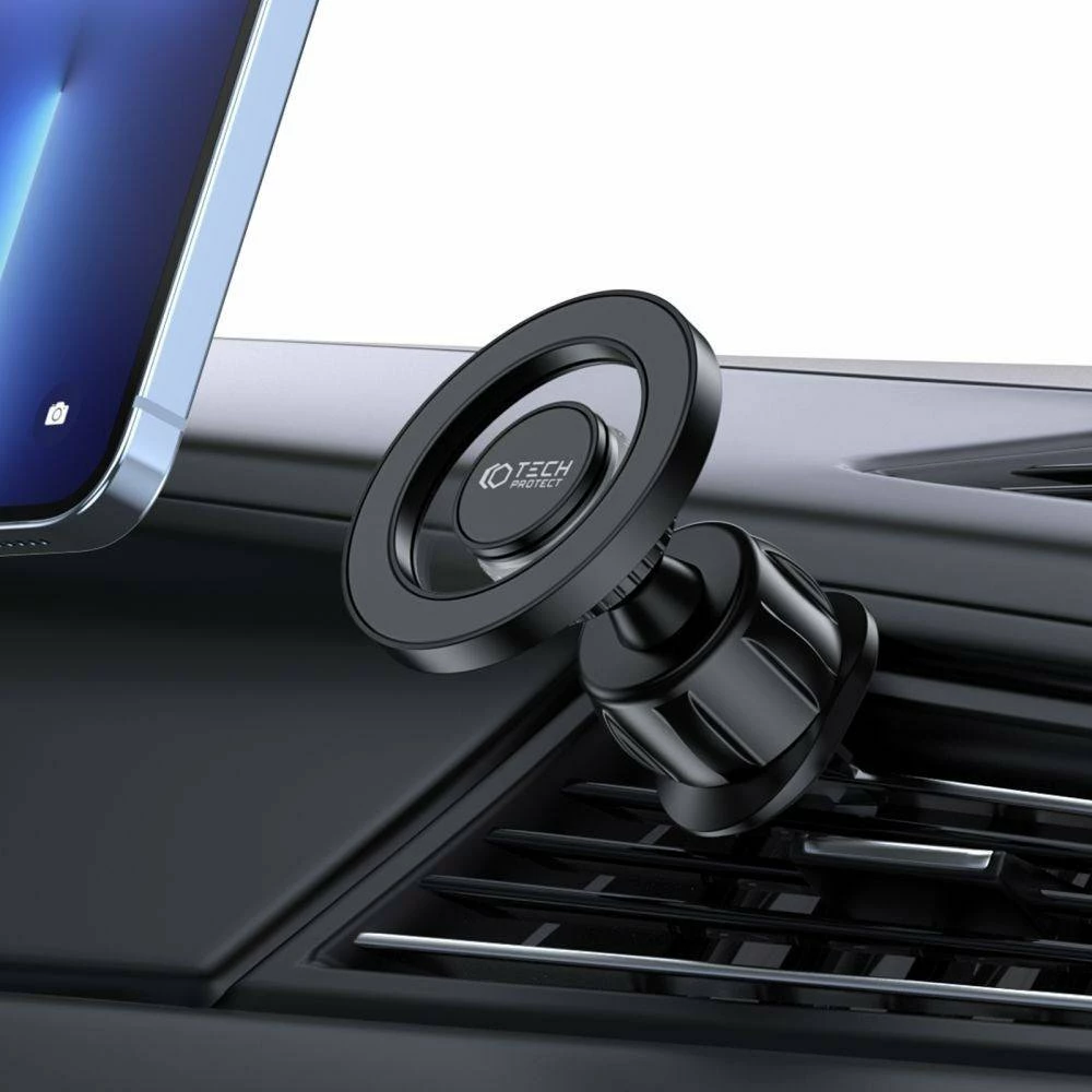 Mbajtëse magnetike për veturë Tech-Protect N51 MagSafe, 2-në-1 (vakum + grilë ventilimi), 360°, e zezë, set 3 copë