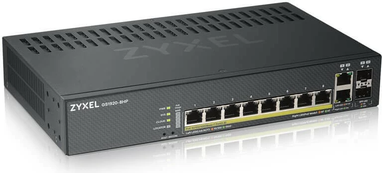 Switch Zyxel GS1920-8HPV2, Managed, Gigabit Ethernet, PoE, Wall mountable